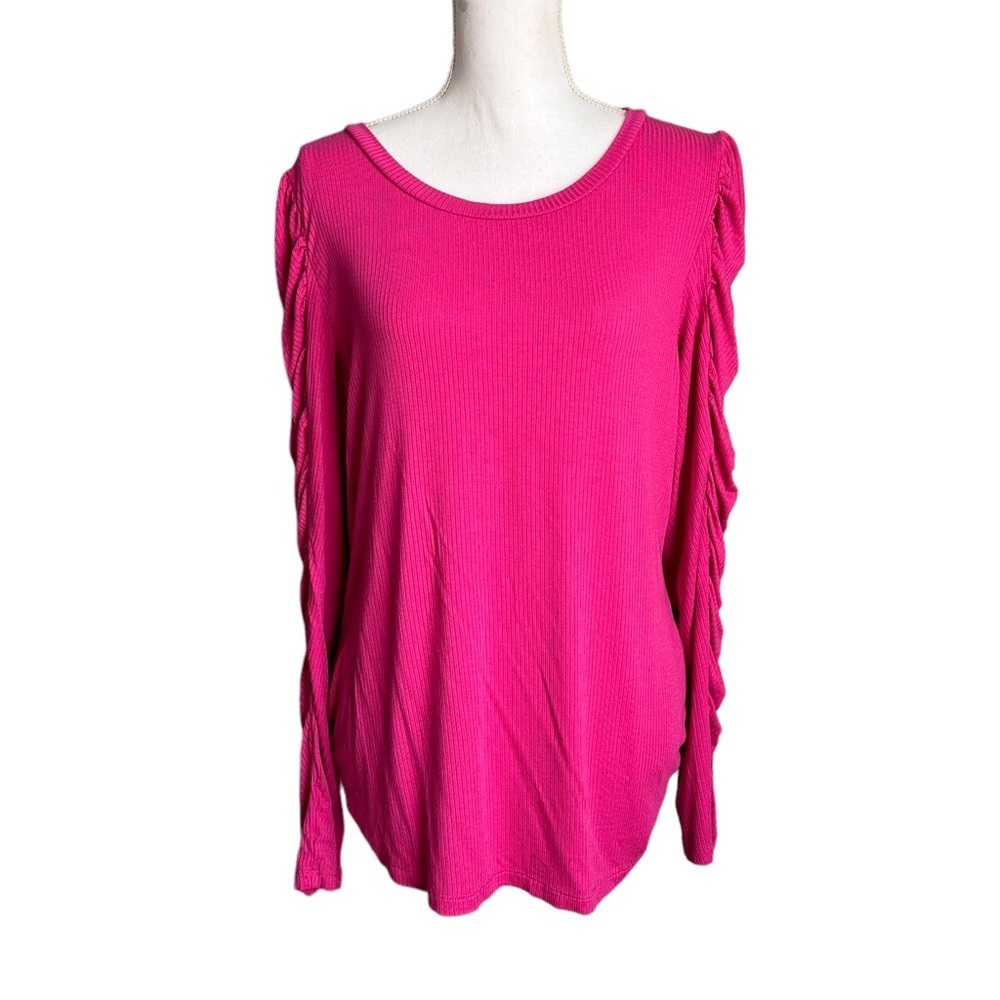 Lane Bryant Pink Ruched Long Sleeve Top Size 18/20